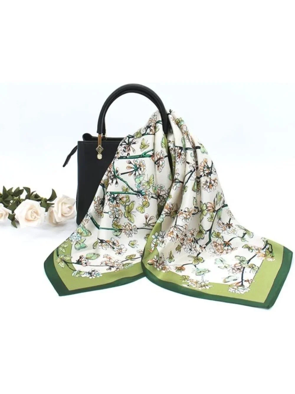 100% Mulberry Silk Square Scarf for Hair - 25.6